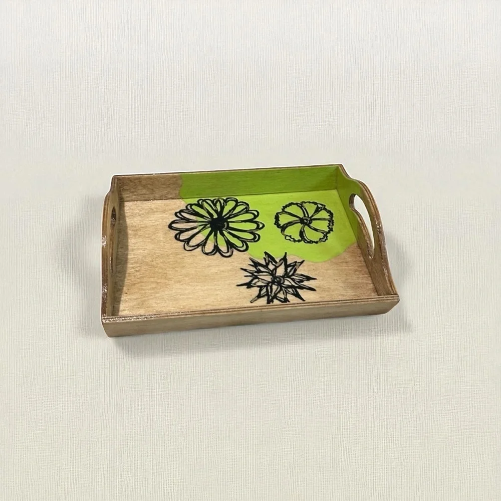 Handmade Wooden Trinket Dish Floral